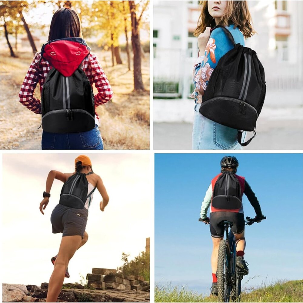 Drawstring Backpack Gymbag Water Resistant Sports… - image 6